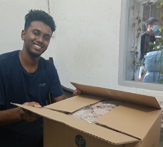 Kaushik packing product at the factory