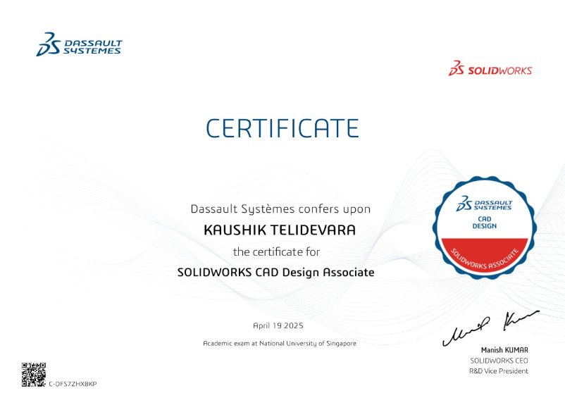 Certified SOLIDWORKS Associate certificate