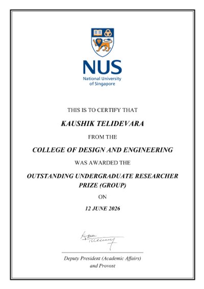 Outstanding Undergraduate Researcher Prize certificate