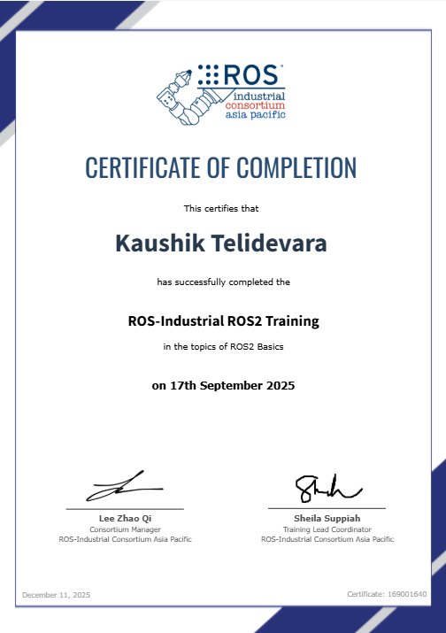 ROS-Industrial ROS2 Training certificate